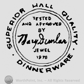 Written around a circle: Superior Hall Quality Dinnerware, written inside the circle: Barry Dunbar