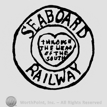 Life buoy with the writings SeaBoard Railway, inside in shape of a heart is written Through the heart of the South