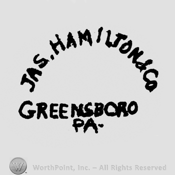 Curved writing above Jas. Hamilton&Co, under, on 2 lines there is written Greensboro, PA.