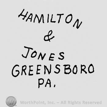Writings on 5 rows: Hamilton, &, Jones, Greensboro, Pa.