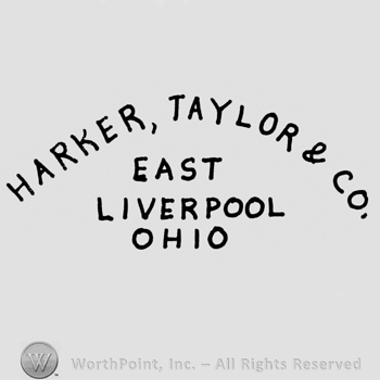 Harker, Taylor & Co written on top on a curved line, East Liverpool Ohio written under on 3 lines.