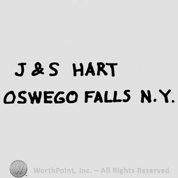 J & S Hart written on top, Oswego Falls N. Y. written under.