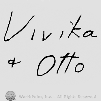 Written on 2 lines: Vivika written above, + Otto written under