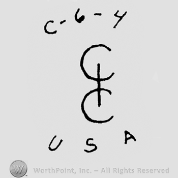 2 letters C, one under the other, united by a vertical line, C-6-4 written above, USA written under