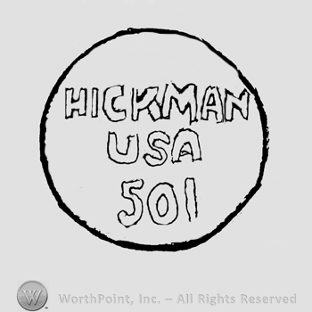 Hickman USA 501 written inside a circle, letters are double outlined