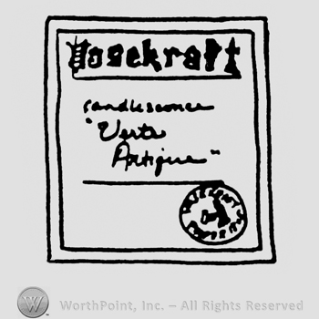 Vasekraft written on top, other writings in the middle, a stamp in the right corner, all inside a square