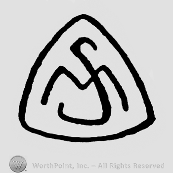 Monogram of initials M and S inside a triangle