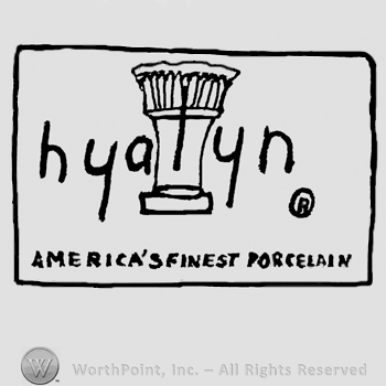 hyalyn written above on a column. America's Finnest Porcelain written under. All inside a square.