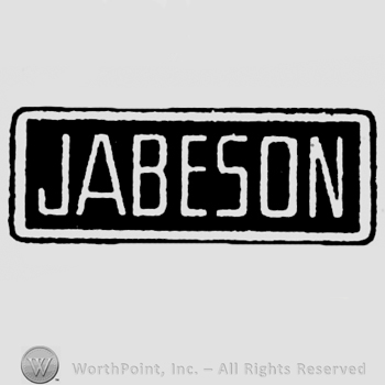 Capital written on black background: Jabeson. Inside a square.