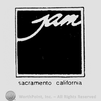Jam written on the upper right corner of a square with a black background. Sacremento California is written under.