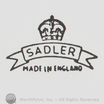 a crown above a banner with SADLER above MADE IN ENGLAND