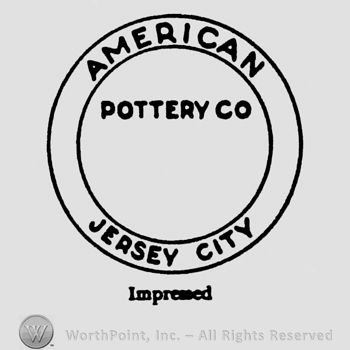 Pottery CO written in the upper side of the circle. American written on top, Jersey City written under inside the larger circle.