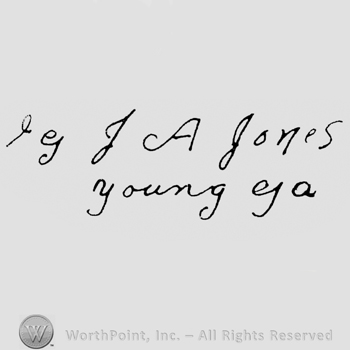 J A Jones, young ya: handwritten on 2 lines