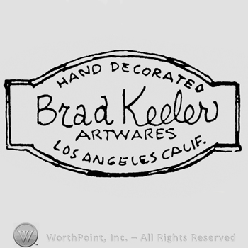 Brad Keeler written in the middle, Hand Decorated written above, Artwares, Los Angeles Calif written under, on a label