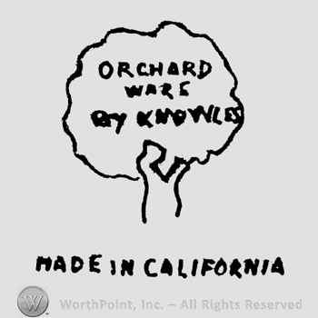 Orchard Ware by Knowles written on a plate. Made in California written under
