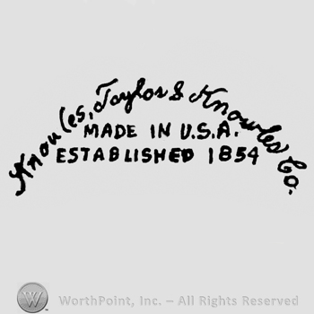 Knowles, Taylor & Knowles Co.: curved handwritten above. Made in USA, Established 1854 written under on 2 lines