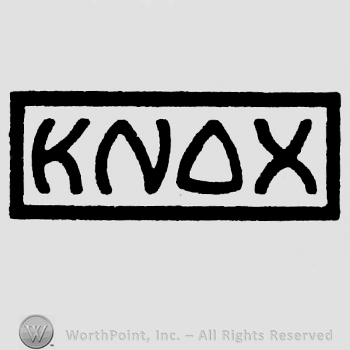 Knox: bold, capital written inside a rectangle