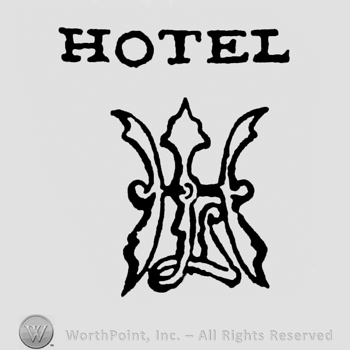 Monogram of initials H L. Hotel written on top