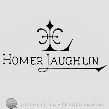 Homer Laughlin written with stylish letters. Monogram of his initials above.