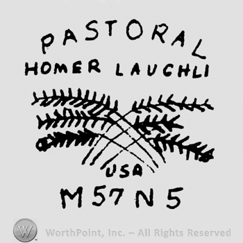 Pastoral by Homer Laughlin written on top. Pack of wheat under. USA M 57 N 5 written on the bottom