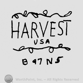Harvest USA written between twings. B 47 N 5 written on the bottom