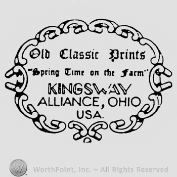 Old Clasic Prints, Spring Time on the farm written on top. Kingsway Alliance, Ohio, USA written on the bottom of the label