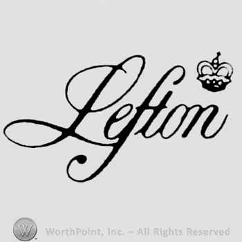 Lefton: handwritten on the left. Small crown on the right, above the writing