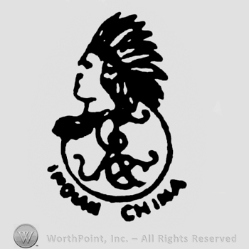 Monogram of letters Acc inside a circle indian head above Indian China under