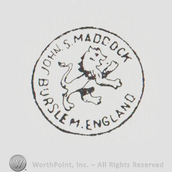 circle with a prance lion and the text JOHN S MADDOCK BURSLEM ENGLAND