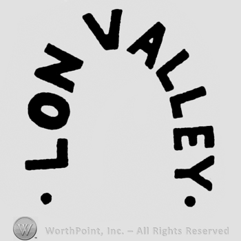Curved bolded writing Lon Valley between dots in capital letters