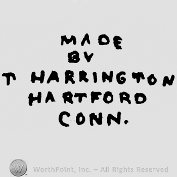 Writing Made By Harrington Hartford Conn from top to bottom in capital letters