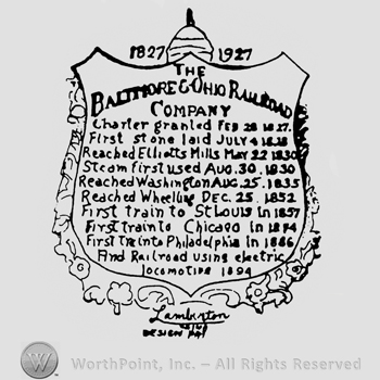 1827 1927 left and wright Lamberton Design under Shield with text inside it between laurels