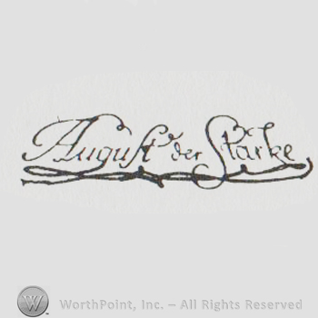 Lowercase handwritten ornamented August Starke, underlined