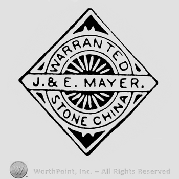 Curved writing Warranted up Stone China down J & E Mayer middle inside a circle inside a diamond