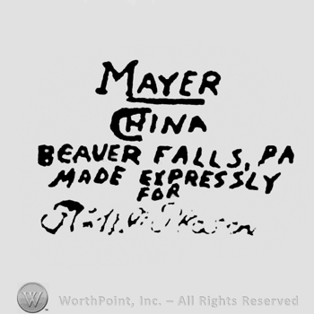 Writing from top to bottom Mayer China Beaver Falls Pa. Made Expressly for ?