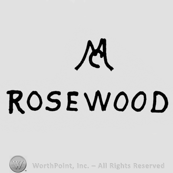 Monogram of letters MC up writing Rosewood under in capital letters