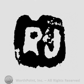 White initials RJ inside a black shape