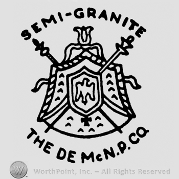 Curved writing Semigranite up The de Mc npco under a shield with eagle and weapons and crown