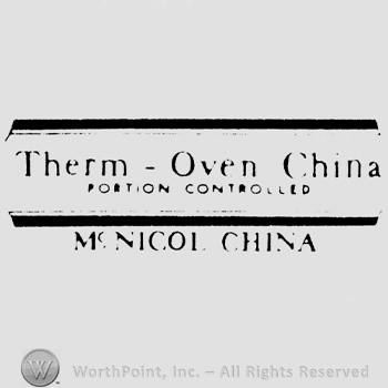 Writing Therm Oven China Portion Controller between lines Mc Nicol China under