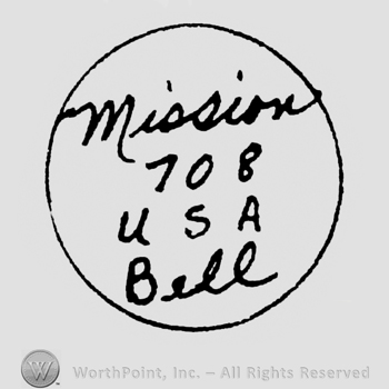 Stylish writing Mission 108 USA Bell all inside a circle