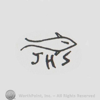Stylized fish with the initials JHS under