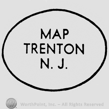 Curved writing initials M.A.P. up Trenton under N.J. down all inside an oval