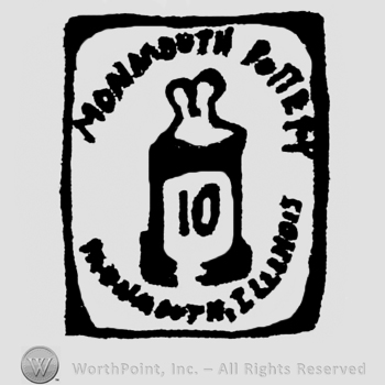 Stamp Monmouth Pottery Monmouth Illinois under bottle with 10 on it