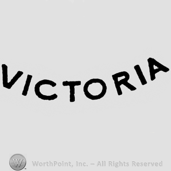 Curved bold capital writing Victoria
