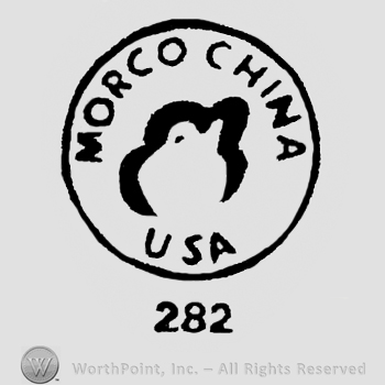 Curved writing Morco China USA inside circle shape 282 under