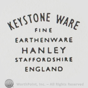 Keystone Ware Fine Earthenware Hanley Staffordshire England written with uppercase letters