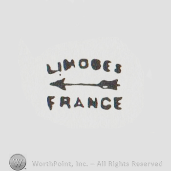left pointing arrow, Limoges written above France written under