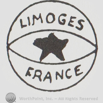 circle with a star inside and also the text "limoges france" written with uppercase letters