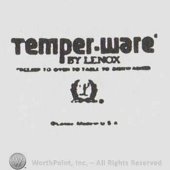 the words TEMPERWARE BY LENOX above a logo with two branches