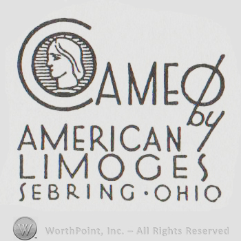 Cameo By American Limoges Sebring Ohio written with uppercase letters, capital C contains a head in profile